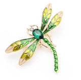 Green crystal dragonfly brooch