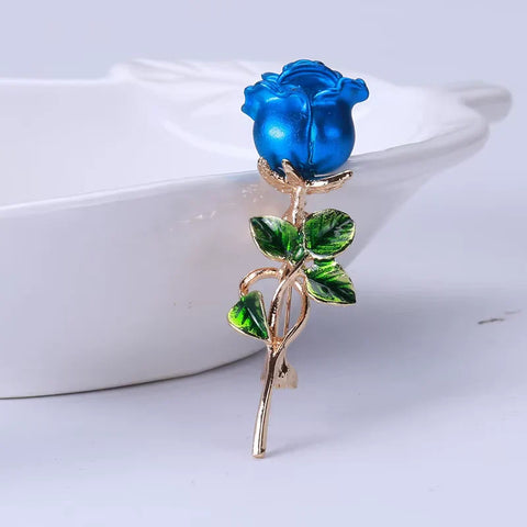 Sapphire Rose Flower Brooch