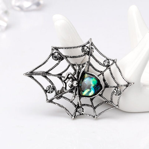 Spider Web & Diamond Brooch