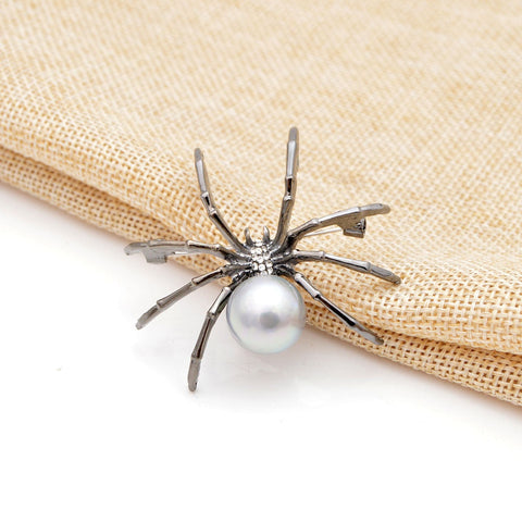 Silver Metal Spider Brooch