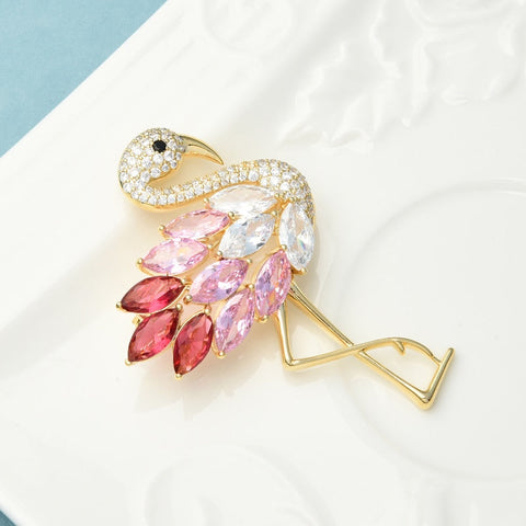 Festive Flamingo Bird Brooch