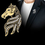 Metal & Rhinestone Horse Brooch