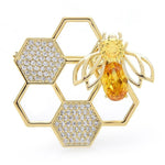 Two Crystal Bee Brooch