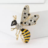 Rhinestone & Gold Bee Brooch