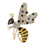 Rhinestone & Gold Bee Brooch