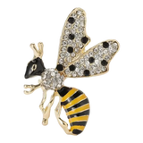 Rhinestone & Gold Bee Brooch