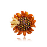 Golden Sunflower Bee Brooch