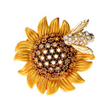 Golden Sunflower Bee Brooch