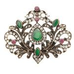 antique green art nouveau brooch