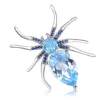 Azure topaz spider brooch