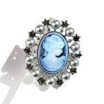 sky blue cameo brooch