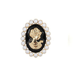 Silver Mirror Cameo Brooch
