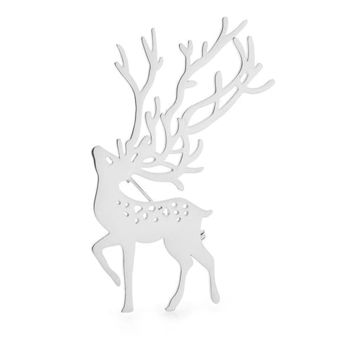 silver metal deer brooch