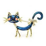 blue-gold cat brooch