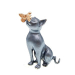 silver-plated natural cat brooch