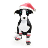 black canine Christmas dog brooch