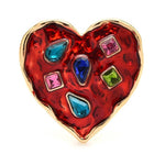 red composite love heart brooch