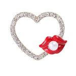 Kiss & Love Heart Brooch