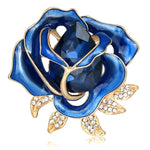 Navy Rose Flower Brooch
