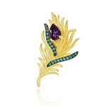 luxury sparkling feather brooch