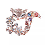Rhinestone fox brooch