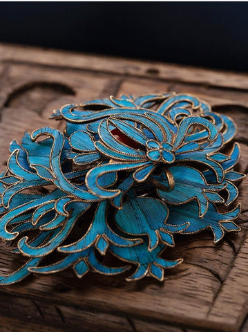 Blue Crystal Flower Brooch