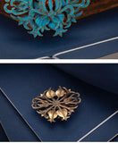 Blue Crystal Flower Brooch