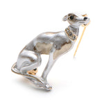 Chrome Greyhound Dog Brooch