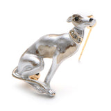 Chrome Greyhound Dog Brooch
