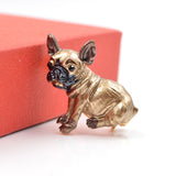 Love pug dog brooch red background