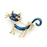 Blue & Gold Cat Brooch
