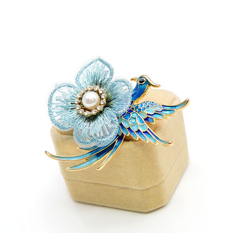 Azure Blue Bird Brooch