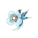 Azure blue bird brooch