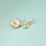Golden Rose Flower Brooch