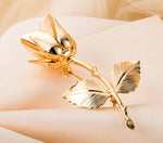Gold Rose Flower Brooch