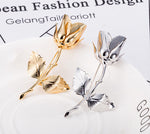 Gold Rose Flower Brooch