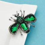 Emerald Green Crystal Bee Brooch