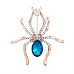 Blue glass and diamond spider brooch