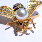 White Pearl Bee Brooch
