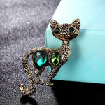 Pearly Gold Cat Brooch
