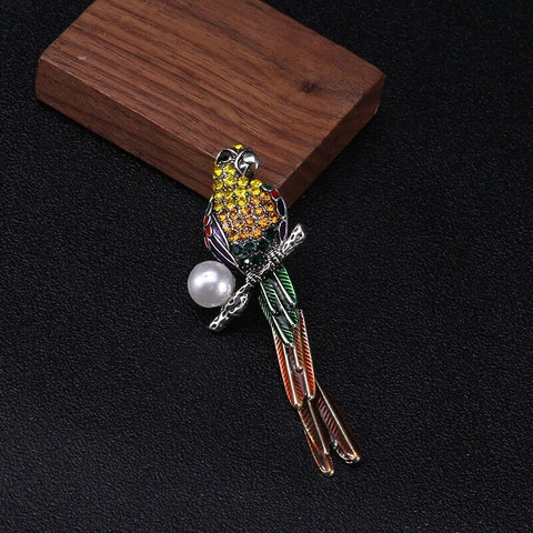 Festive Parakeet Bird Brooch