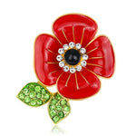 Passion Red Poppy Flower Brooch