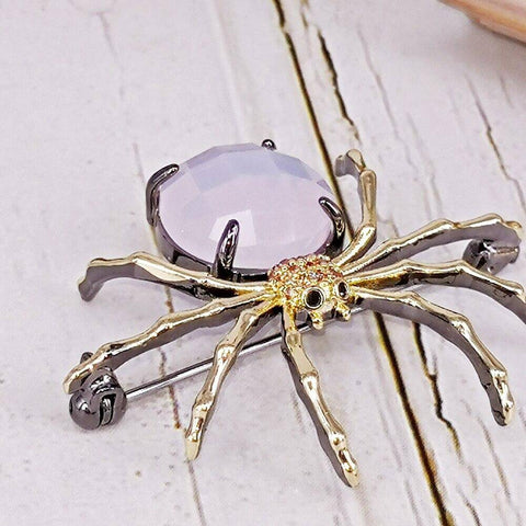 Pink Opal Spider Brooch
