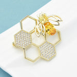 Two Crystal Bee Brooch