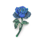 Navy Blue Rose Flower Brooch