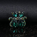 Emerald Duo Cat Brooch