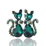 emerald duo cat brooch