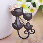 Black Duo Cat Brooch