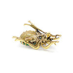 Green Crystal & Silver Beetle Brooch