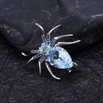 Azure Topaz Spider Brooch